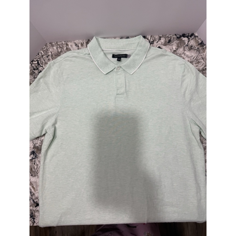 Banana Republic Polo Shirt Mens XL Mint Green Performance Pique Short Sleeve